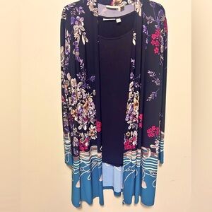 Susan Graver Floral Open Front Blazer